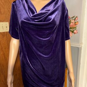 Jaclyn Smith Deep Purple Velvet Draped Midi blouse